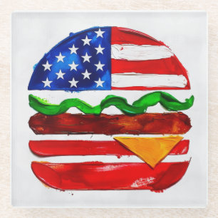 Amerika Burger (Wit Schilderij Nr. 1) Glazen Onderzetter