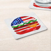 Amerika Burger (Wit Schilderij Nr. 1) Kartonnen Onderzetters (Schuin)