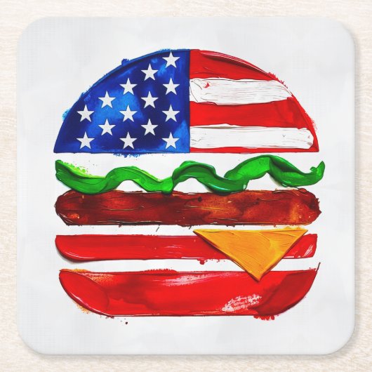 Amerika Burger (Wit Schilderij Nr. 1) Kartonnen Onderzetters (Voorkant)