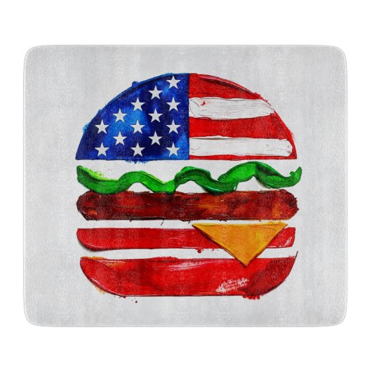 Amerika Burger (Wit Schilderij Nr. 1) Snijplank (Voorkant)