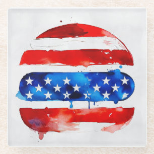 Amerika Burger (Wit Schilderij Nr. 2) Glazen Onderzetter
