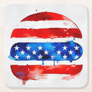 Amerika Burger (Wit Schilderij Nr. 2) Kartonnen Onderzetters