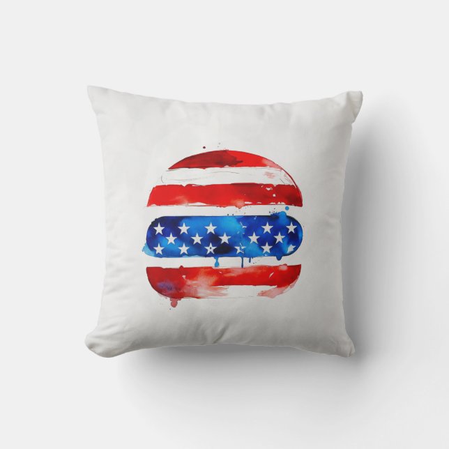 Amerika Burger (Wit Schilderij Nr. 2) Kussen (Voorkant)