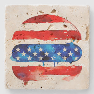 Amerika Burger (Wit Schilderij Nr. 2) Stenen Onderzetter
