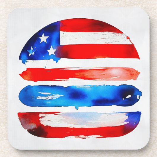 Amerika Burger (Wit Schilderij Nr. 3) Bier Onderzetter (Voorkant)