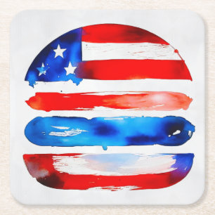 Amerika Burger (Wit Schilderij Nr. 3) Kartonnen Onderzetters