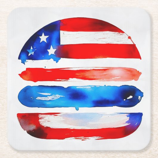 Amerika Burger (Wit Schilderij Nr. 3) Kartonnen Onderzetters (Voorkant)