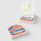 Amerika Burger (Wit Schilderij Nr. 3) Stenen Onderzetter (Zijkant)