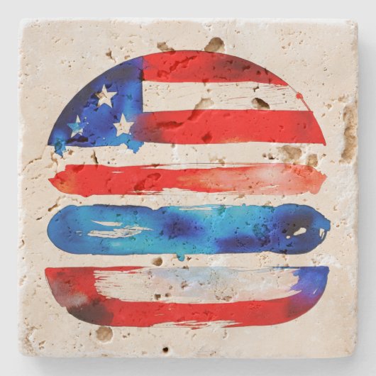 Amerika Burger (Wit Schilderij Nr. 3) Stenen Onderzetter (Voorkant)