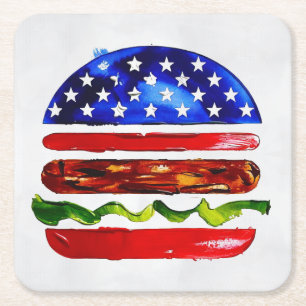 Amerika Burger (Wit Schilderij Nr. 5) Kartonnen Onderzetters