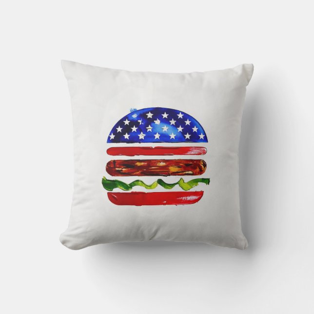 Amerika Burger (Wit Schilderij Nr. 5) Kussen (Voorkant)
