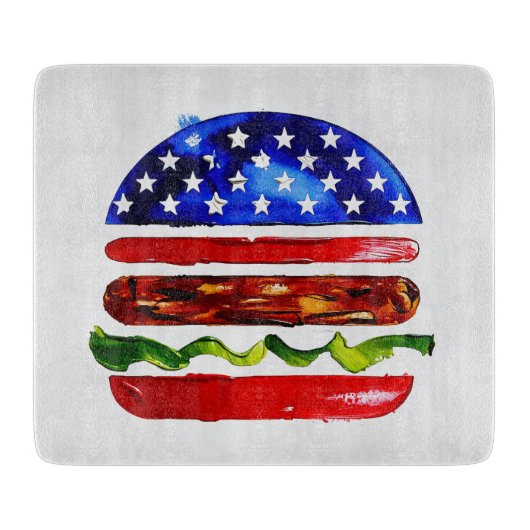 Amerika Burger (Wit Schilderij Nr. 5) Snijplank (Voorkant)