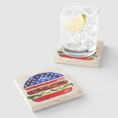 Amerika Burger (Wit Schilderij Nr. 5) Stenen Onderzetter (Zijkant)