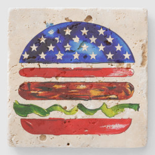 Amerika Burger (Wit Schilderij Nr. 5) Stenen Onderzetter
