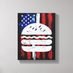 Amerika Burger (Zwart Schilderij Nr. 1) Canvas Afdruk