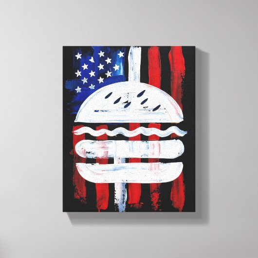 Amerika Burger (Zwart Schilderij Nr. 1) Canvas Afdruk (Voorkant)