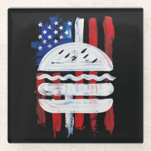 Amerika Burger (Zwart Schilderij nr. 1) Glazen Onderzetter