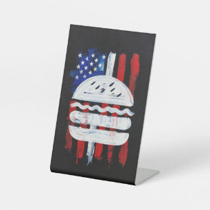 Amerika Burger (Zwart Schilderij Nr. 1) Reclamebord Met Voetstuk