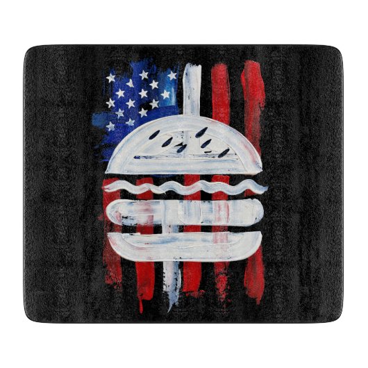 Amerika Burger (Zwart Schilderij Nr. 1) Snijplank (Voorkant)