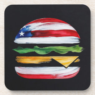 Amerika Burger (Zwart Schilderij Nr. 2) Bier Onderzetter