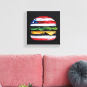 Amerika Burger (Zwart Schilderij Nr. 2) Canvas Afdruk (Insitu (Woonkamer))