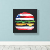 Amerika Burger (Zwart Schilderij Nr. 2) Canvas Afdruk (Insitu (Houten vloer))
