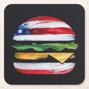 Amerika Burger (Zwart Schilderij Nr. 2) Kartonnen Onderzetters