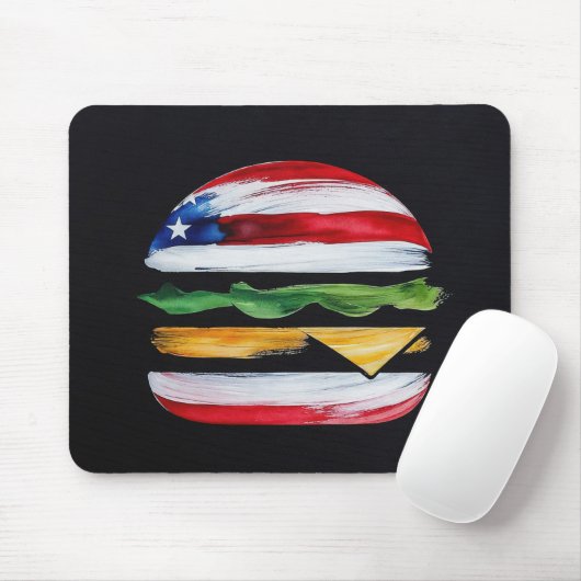 Amerika Burger (Zwart Schilderij Nr. 2) Muismat (Met muis)