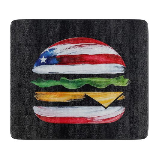 Amerika Burger (Zwart Schilderij Nr. 2) Snijplank (Voorkant)