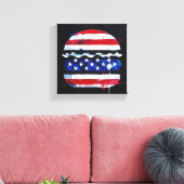Amerika Burger (Zwart Schilderij Nr. 3) Canvas Afdruk (Insitu (Woonkamer))