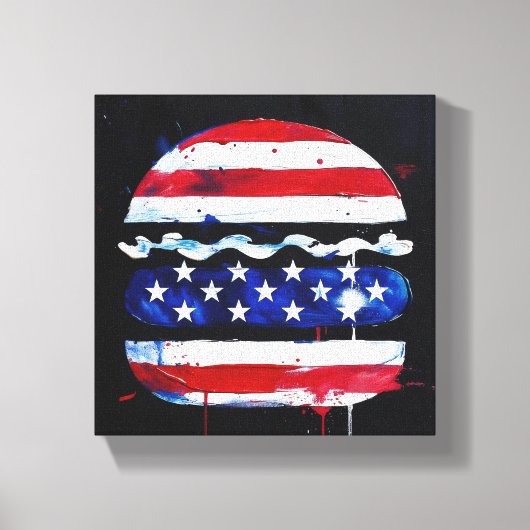 Amerika Burger (Zwart Schilderij Nr. 3) Canvas Afdruk (Voorkant)