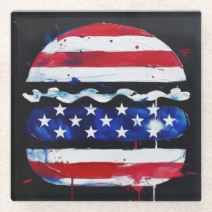 Amerika Burger (Zwart Schilderij Nr. 3) Glazen Onderzetter