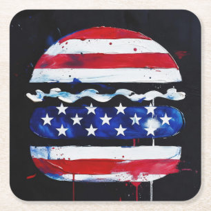 Amerika Burger (Zwart Schilderij Nr. 3) Kartonnen Onderzetters
