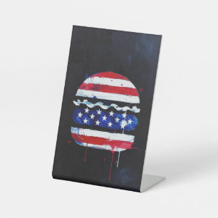Amerika Burger (Zwart Schilderij Nr. 3) Reclamebord Met Voetstuk