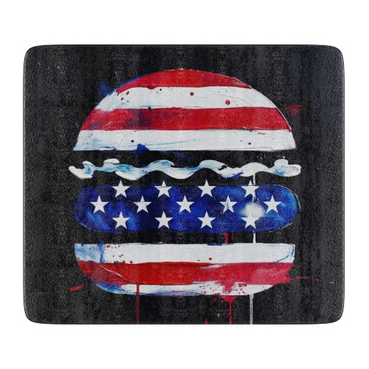 Amerika Burger (Zwart Schilderij Nr. 3) Snijplank (Voorkant)