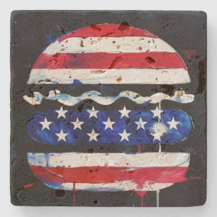 Amerika Burger (Zwart Schilderij Nr. 3) Stenen Onderzetter