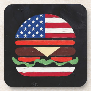 Amerika Burger (Zwart Schilderij Nr. 4) Bier Onderzetter