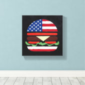 Amerika Burger (Zwart Schilderij Nr. 4) Canvas Afdruk (Insitu (Houten vloer))