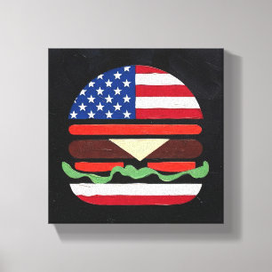 Amerika Burger (Zwart Schilderij Nr. 4) Canvas Afdruk