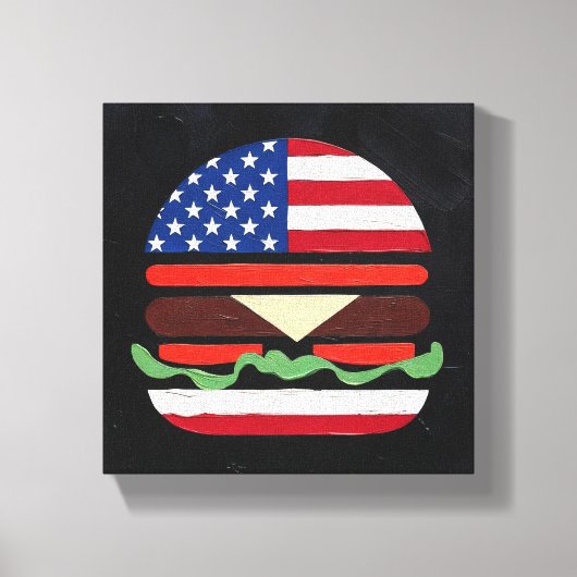 Amerika Burger (Zwart Schilderij Nr. 4) Canvas Afdruk (Voorkant)