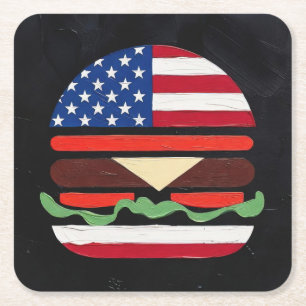 Amerika Burger (Zwart Schilderij Nr. 4) Kartonnen Onderzetters
