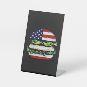 Amerika Burger (Zwart Schilderij Nr. 5) Reclamebord Met Voetstuk