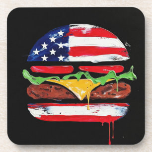 Amerika Burger (Zwart Schilderij Nr. 6) Bier Onderzetter