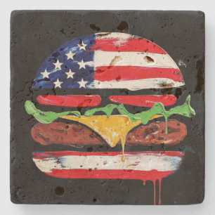 Amerika Burger (Zwart Schilderij Nr. 6) Stenen Onderzetter