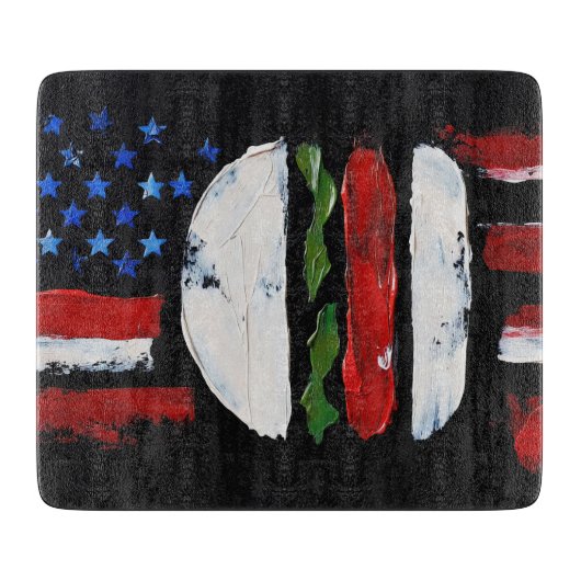 Amerika Burger (Zwart Schilderij Nr. 7) Snijplank (Voorkant)