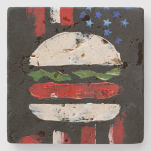 Amerika Burger (Zwart Schilderij Nr. 7) Stenen Onderzetter