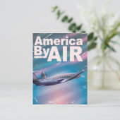 Amerika By Air vintage reisposter Briefkaart (Staand voorkant)