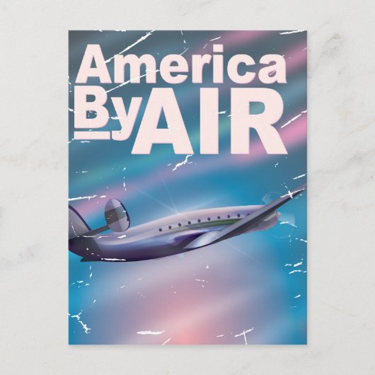 Amerika By Air vintage reisposter Briefkaart (Voorkant)