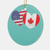 Amerika Canada Heart Flag American Canada Keramisch Ornament (Links)