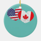 Amerika Canada Heart Flag American Canada Keramisch Ornament (Achterkant)